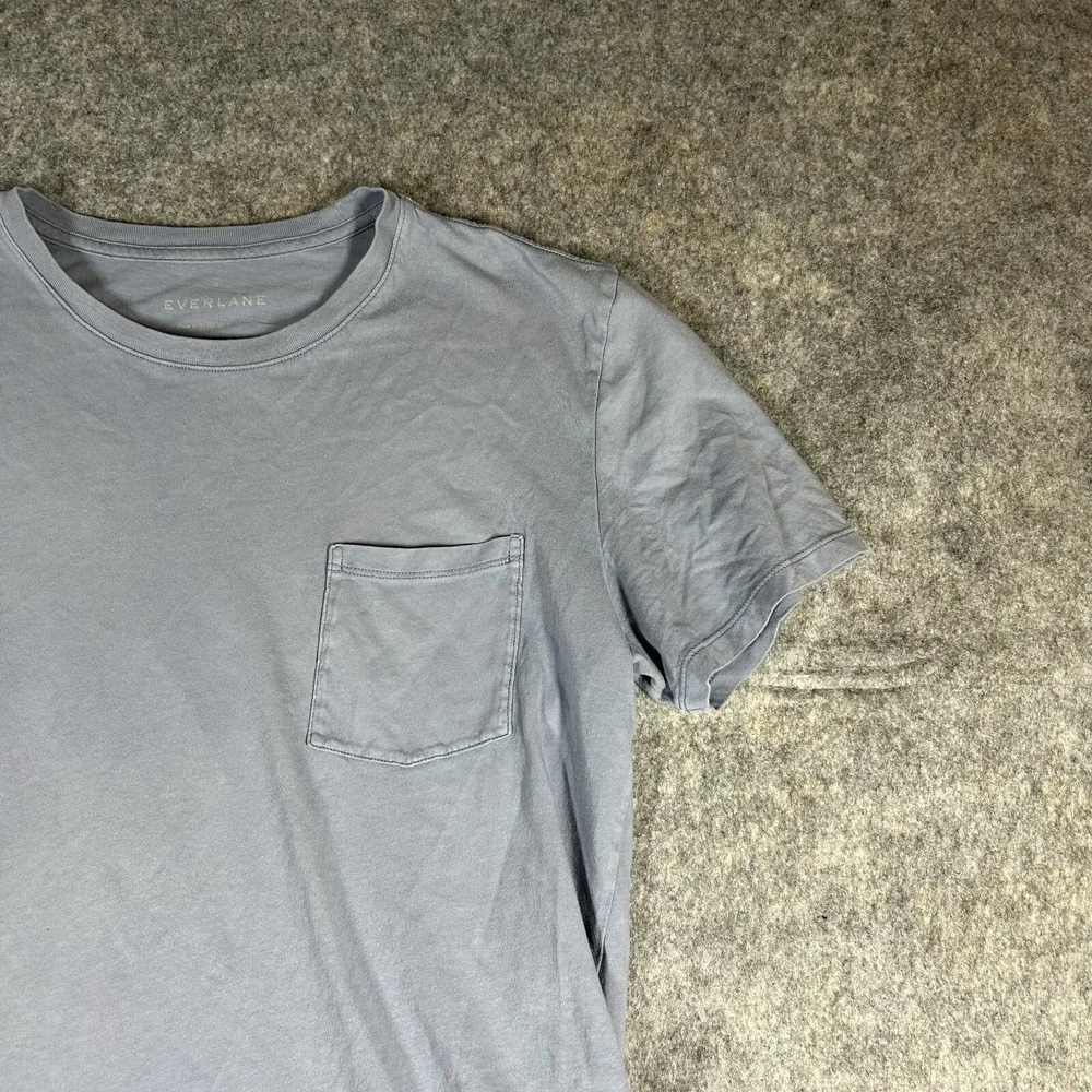 Everlane T-Shirt Men's Small Pocket Cotton Tee Light Blue Casual Flaw - Picture 2 of 7